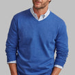 Load image into Gallery viewer, Vedoneire Fine Gauge Cotton V-Neck Jumper Blue
